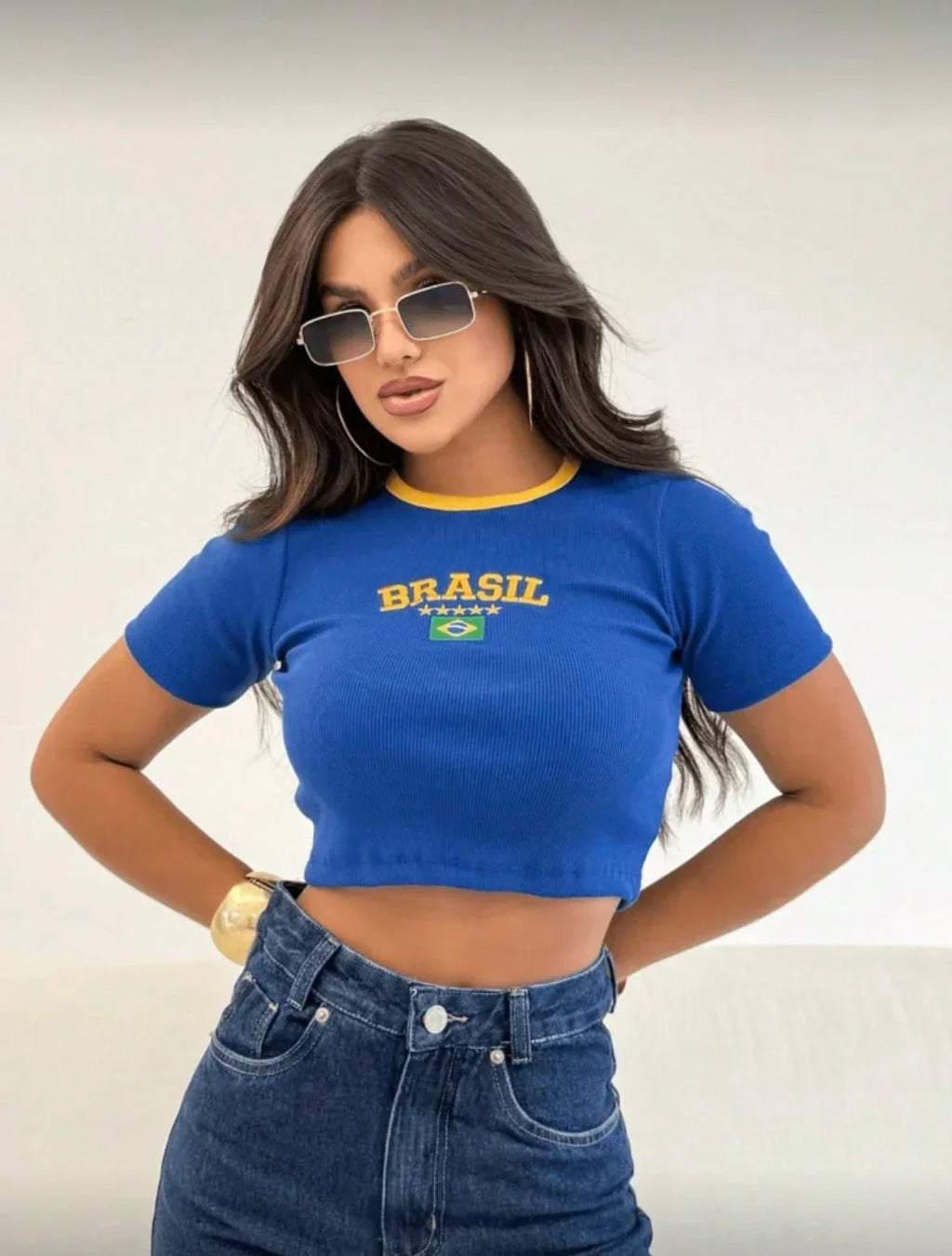Cropped Brasil Icon Azul