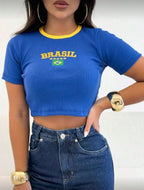 Cropped Brasil Icon Azul