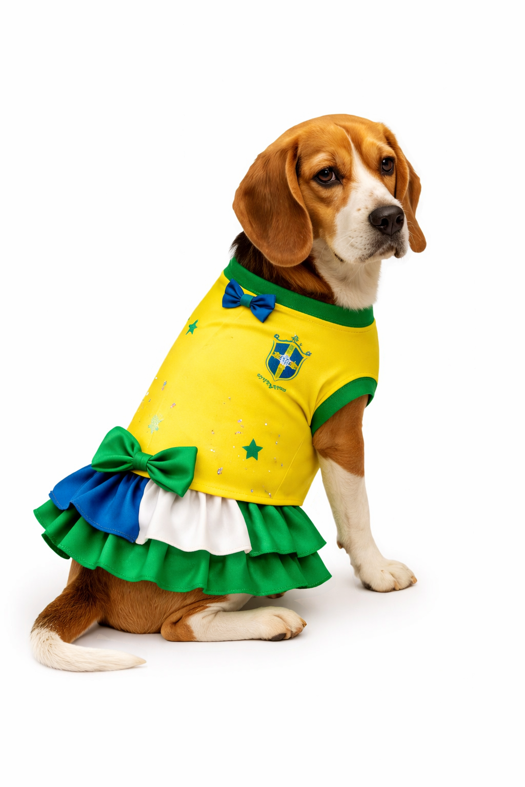 🐶💛 Vestido Pet Brasil — Torcedora Estilosa