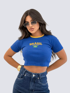Cropped Brasil Icon Azul