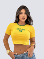 Cropped Brasil Icon Amarelo