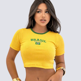 Cropped Brasil Icon Amarelo