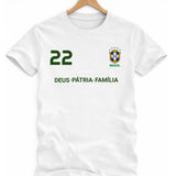 Camiseta Algodão Brasil Copa do Mundo Direita - Branca