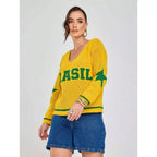 Camisa Brasil Manga Longa Tricot